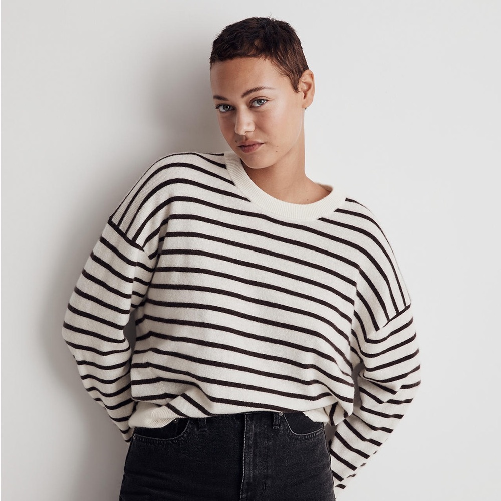 Madewell Re)sponsible Cashmere Relaxed Sweater in Stripe